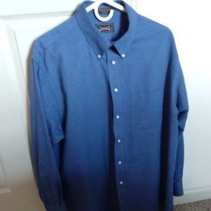 Arrow Company men's shirt 17.5 - 32/33 blue, wrinkle fee Oxford